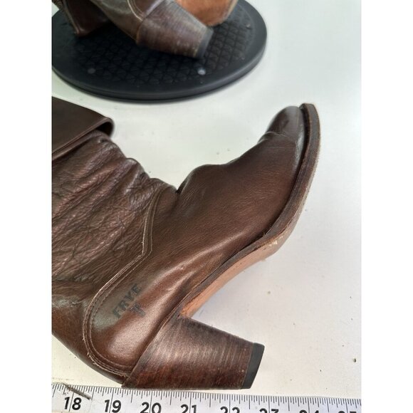VTG Frye Dorado Slouch Boots Sz 6M 77580 Fold-Over Cuff Brown Leather Women’s - Picture 2 of 12